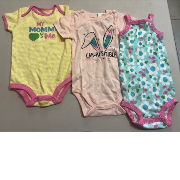 Girls 4 Pc Summer Set 6-9 mths Easter Bodysuit, Mommy Love Me, Pants - Picture 2 of 5